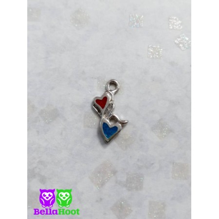 Coral & Turquoise Hearts Charm